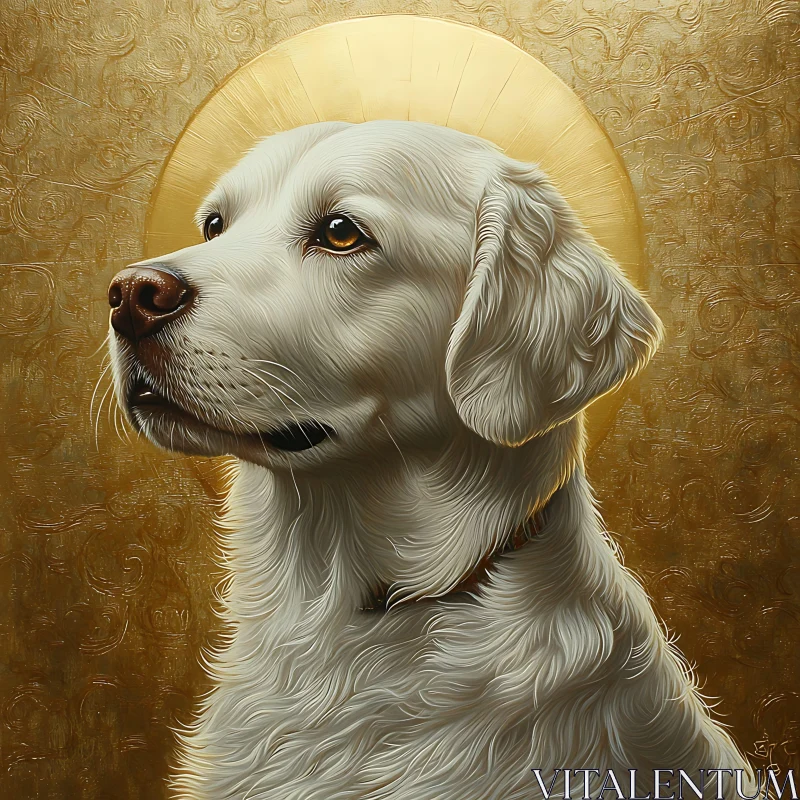 Golden Retriever Painting with Golden Halo AI Image