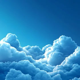 Billowing Clouds in a Clear Blue Sky