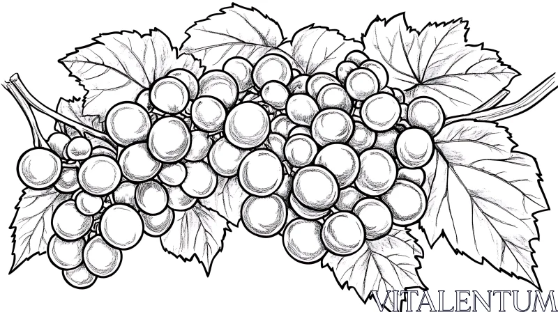 Monochrome Grapevine Illustration AI Image