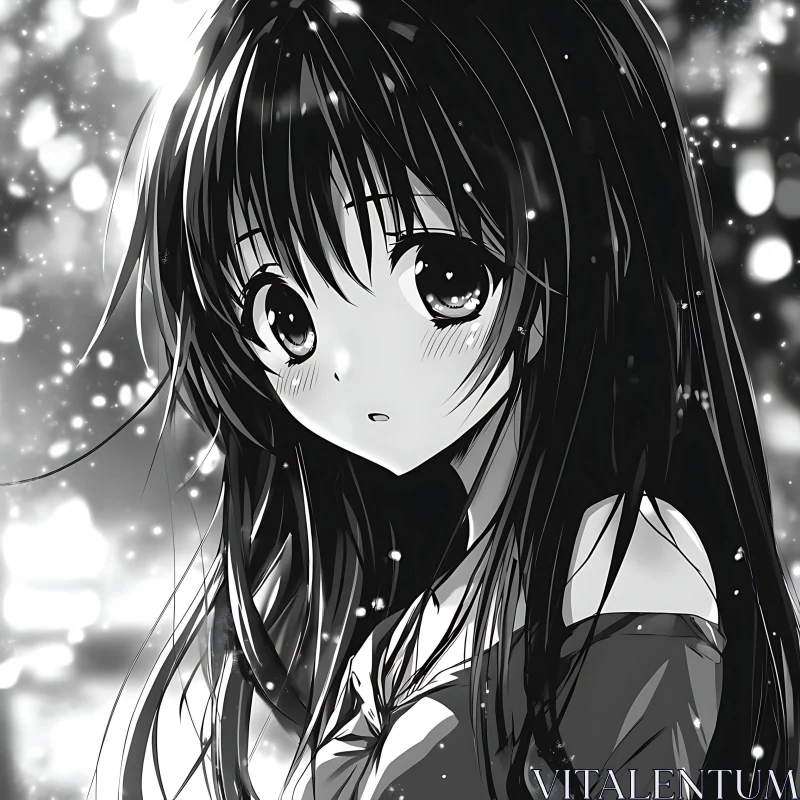 Emotive Monochrome Anime Art AI Image