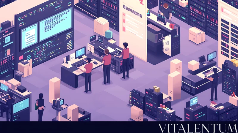 AI ART Data Center Isometric Illustration