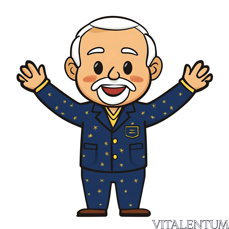 AI ART Cartoon Man in Starry Suit