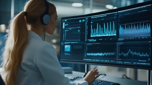 Woman Analyzing Data on Multiple Screens