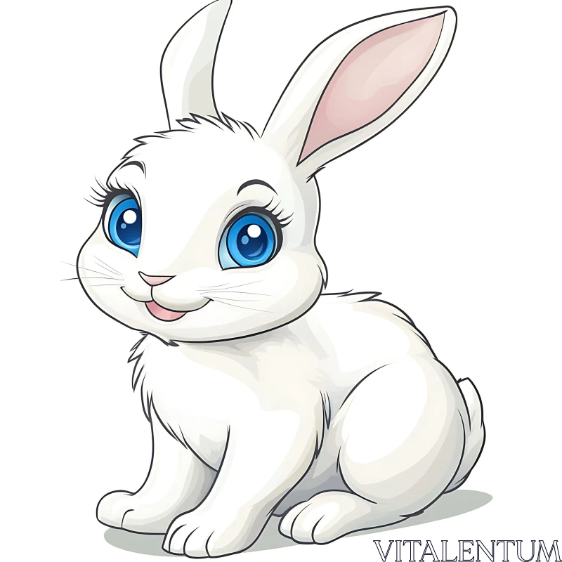 Adorable White Rabbit Cartoon Image AI Image