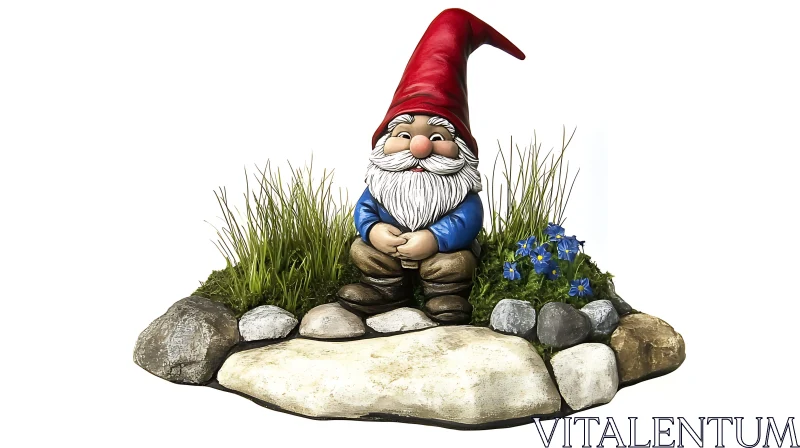 AI ART Red Hat Gnome Garden Decor