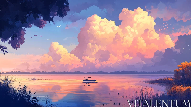 AI ART Sunset Serenity on the Lake