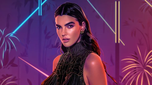 Modern Neon Portrait of Kendall Jenner