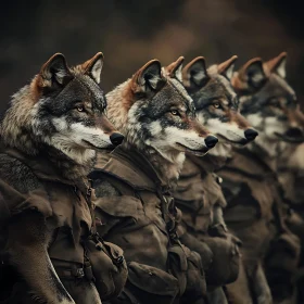 Wolves Pack in Military Attire