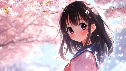 Cherry Blossom Anime Scene