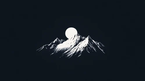 Moonlit Peaks: A Minimalist Mountain Scene