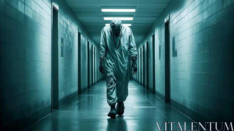 Chilling Figure in Hospital Corridor Image AI Image