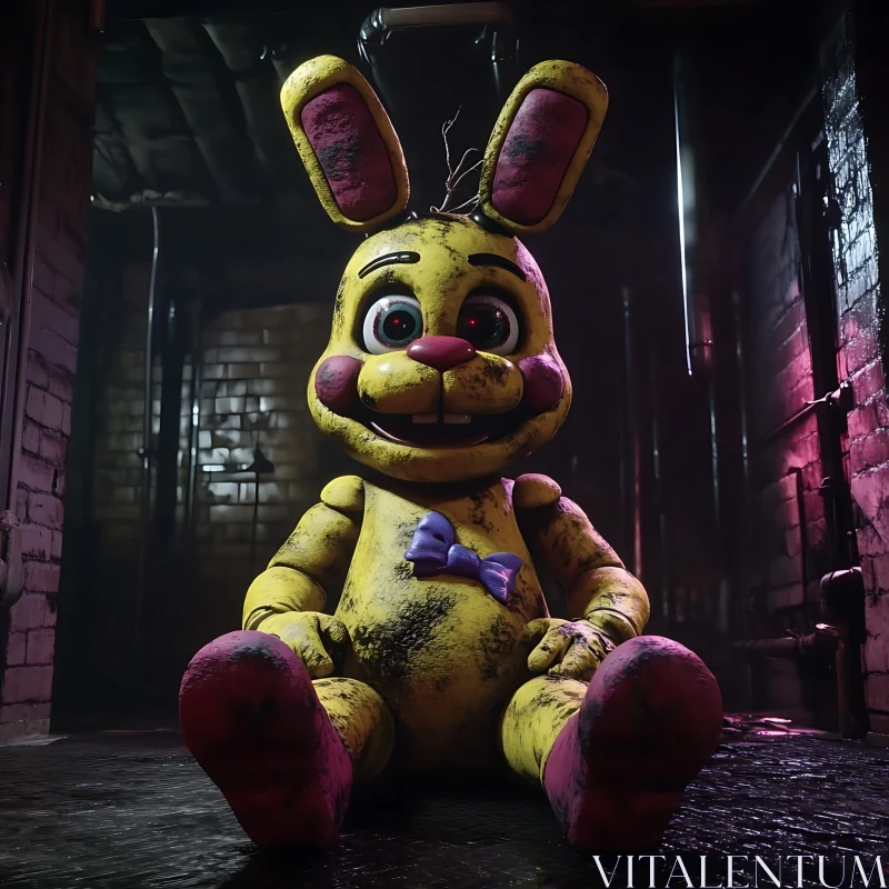 AI ART Creepy Yellow Rabbit Toy Image