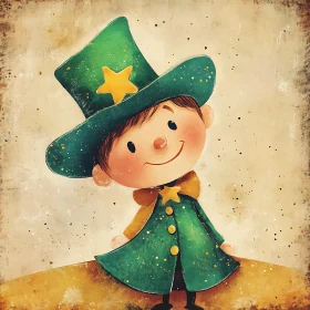 Cartoon Leprechaun Kid with Green Outfit