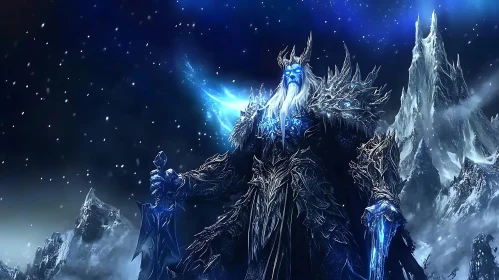 Frozen King with Sword in Winter