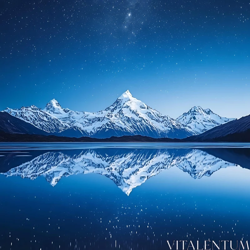 AI ART Night Mountain Reflection