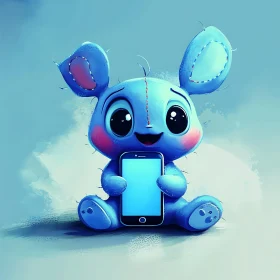 Cartoon Plush Toy Holding Phone