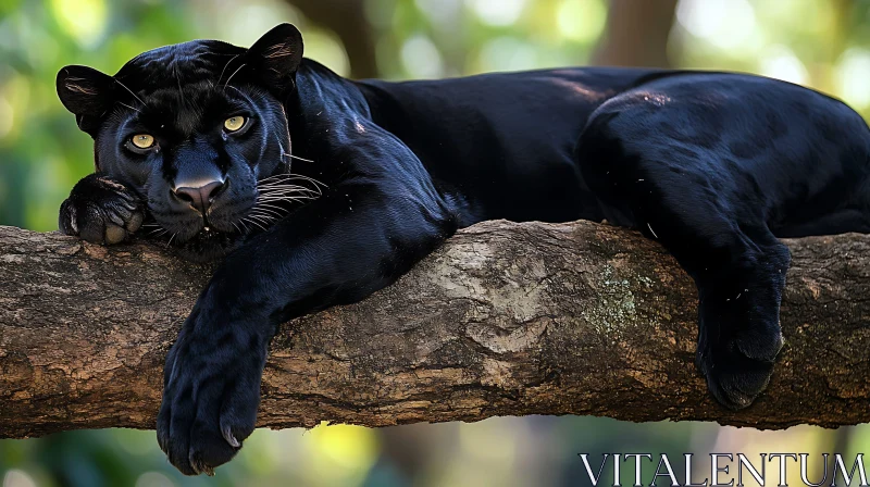 Panther Lounging in the Forest AI Image