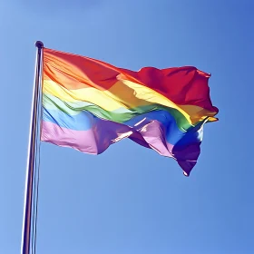 Pride Flag Waving in the Wind