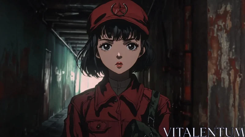 AI ART Moody Anime Girl in Industrial Setting