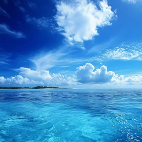 Calm Ocean View with Cloudy Sky