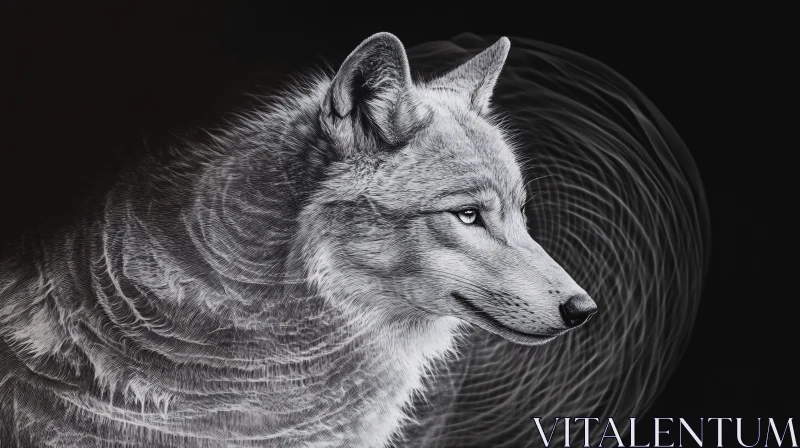 AI ART Wolf Portrait in Monochrome