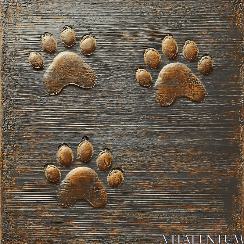 Animal Paws on Textured Metal Background AI Image