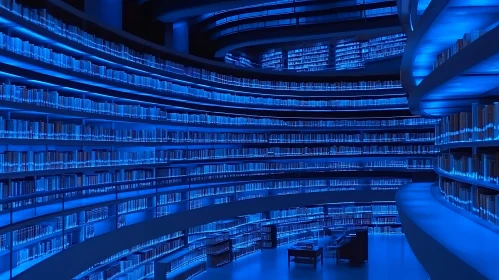 Blue Lit Library