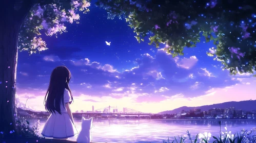 Tranquil Anime Evening by the River