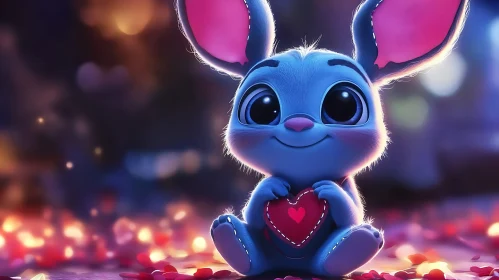 Cartoon Bunny Holding Heart