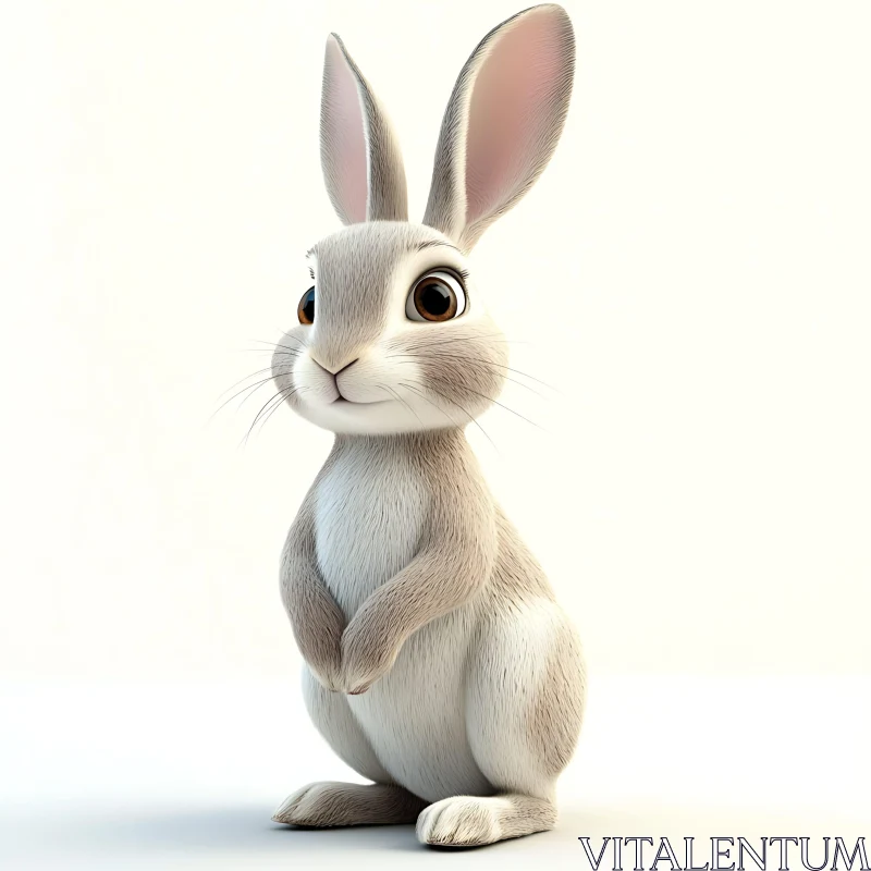 Charming Grey Bunny Artwork AI Image