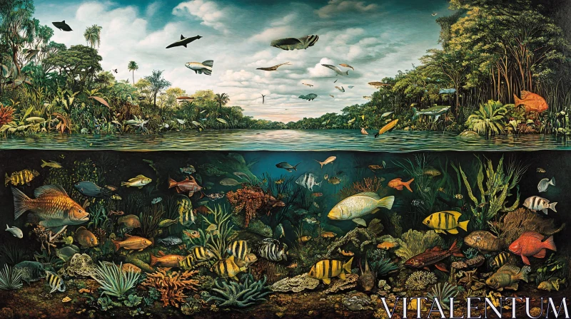 AI ART Underwater World Meets Lush Greenery