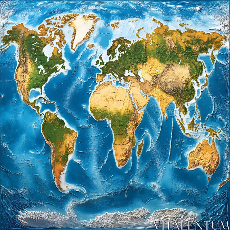 Global Topography Art Print AI Image