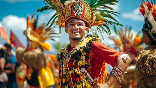 Cultural Festival Joy: Smiling Man Portrait