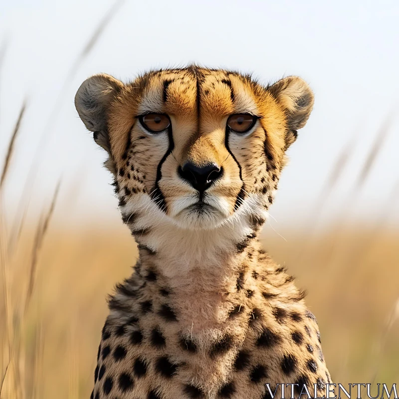 Cheetah Stare: A Wild Cat's Portrait AI Image