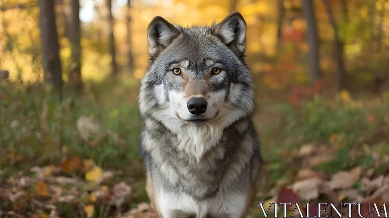 Gray Wolf in the Woods AI Image