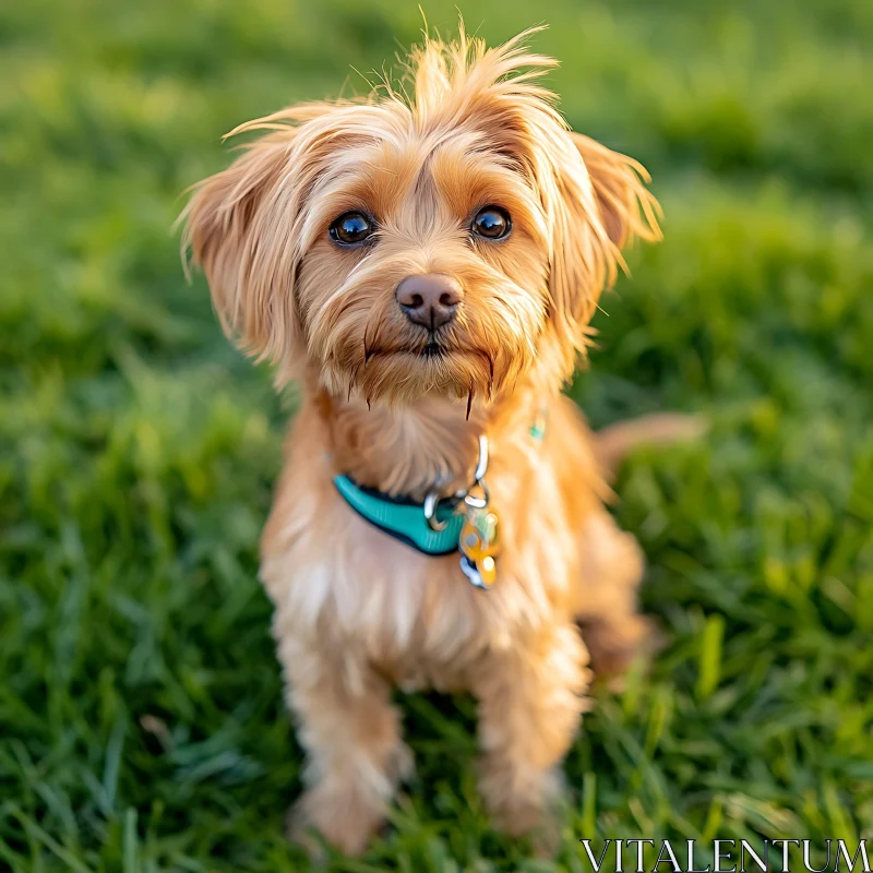 AI ART Cute Puppy Sitting on Grass