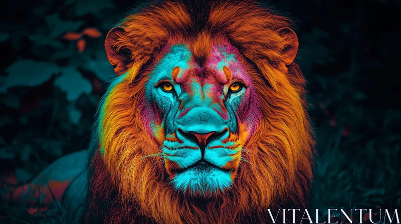 Vivid Lion Art - Striking Feline Portrait AI Image