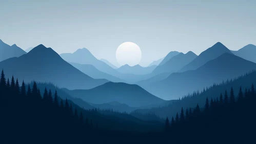 Peaceful Mountain Landscape with Rising Sun