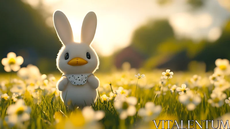 AI ART Spring Meadow Bunny