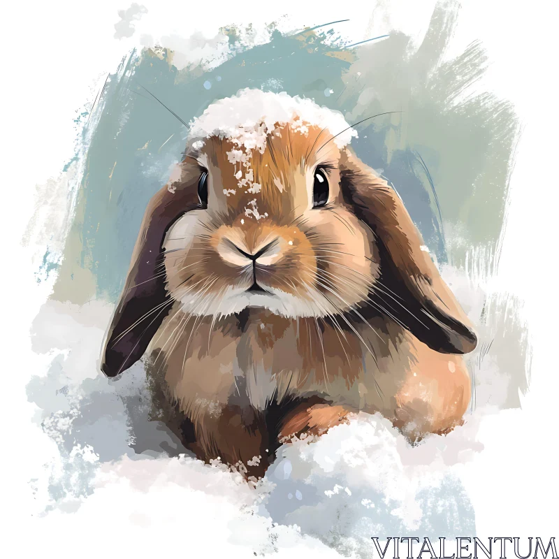 Snowy Bunny in Winter Wonderland AI Image