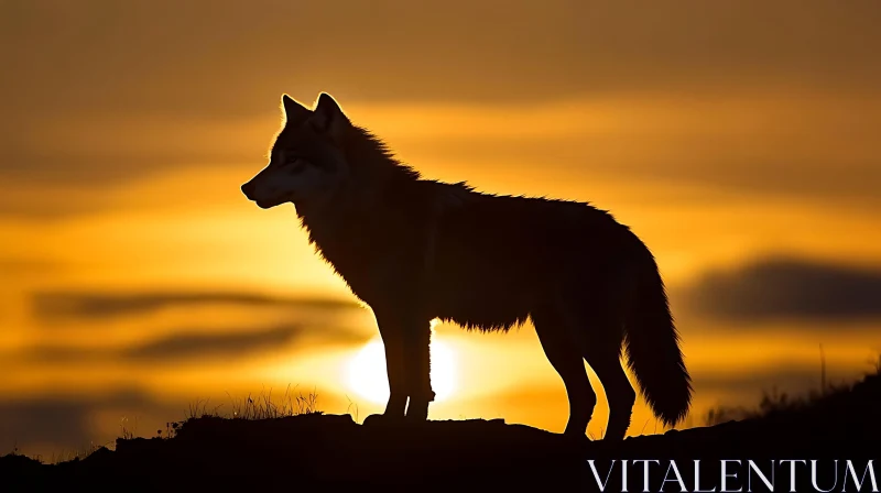 AI ART Wolf at Sundown