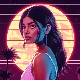 Vibrant Kylie Jenner Neon Portrait