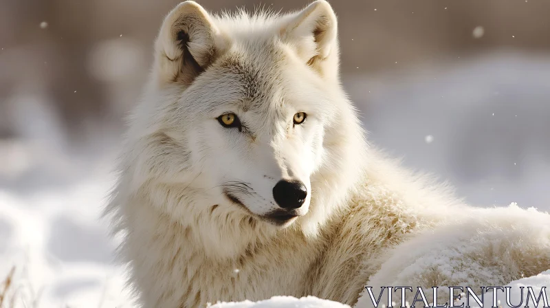 White Wolf in Winter Wonderland AI Image