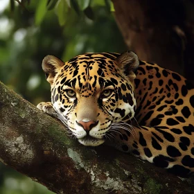 Jaguar Lounging in the Jungle