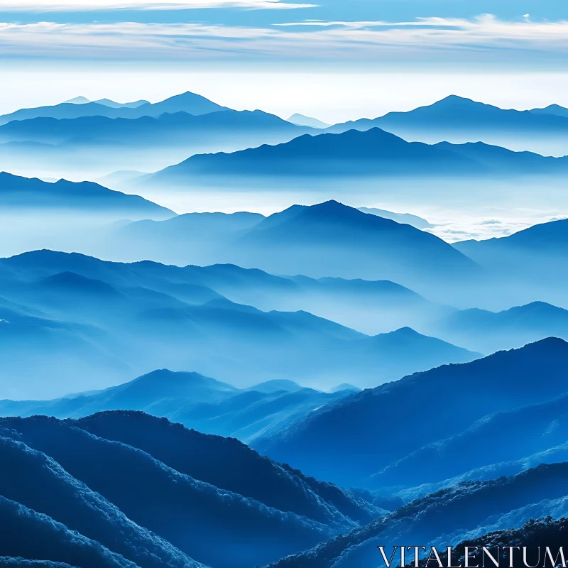 AI ART Misty Blue Mountain Landscape