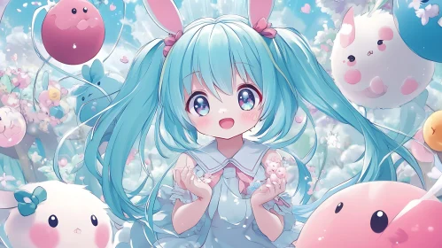 Enchanting Anime Girl in a Fantasy Pastel Wonderland