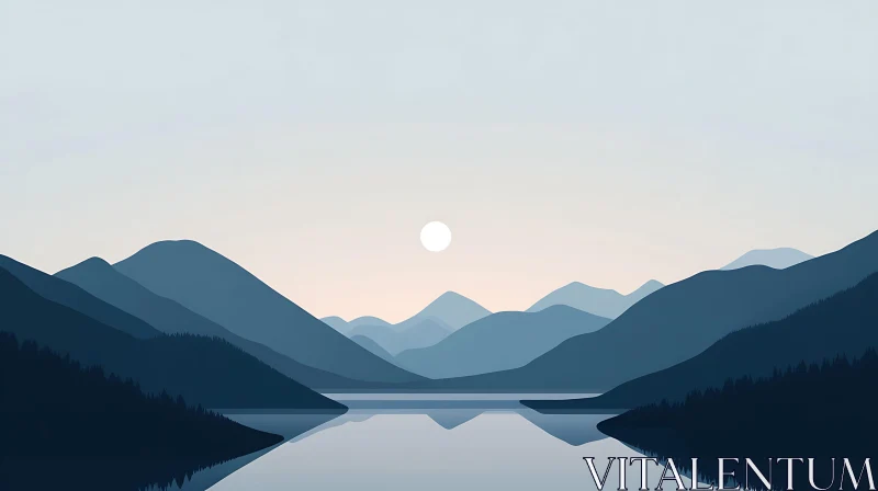 AI ART Serene Mountain and Lake View