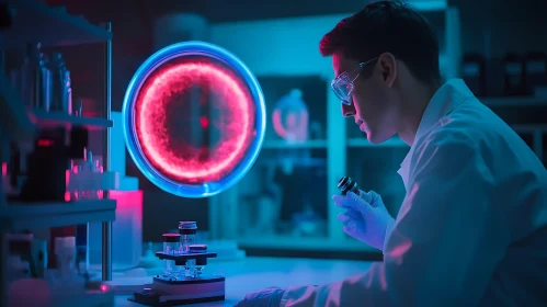 Lab Experiment with Glowing Sample