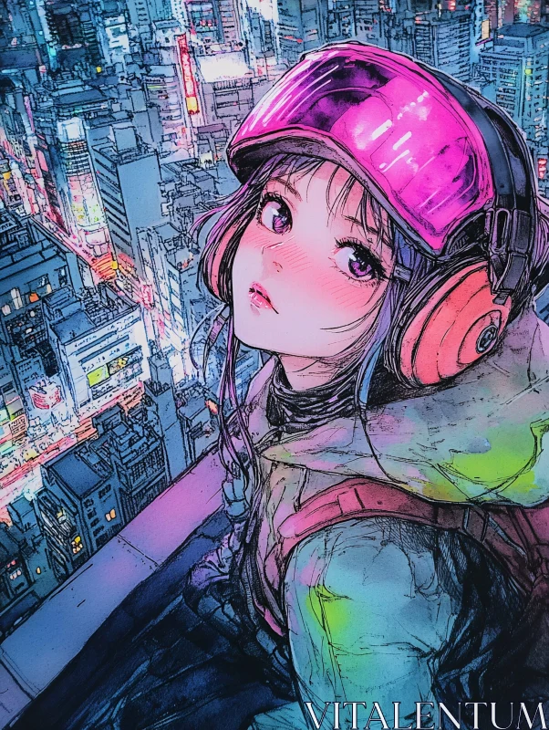 AI ART Neon Urban Anime Artwork