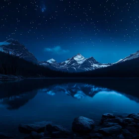 Night Reflection: Mountains and Stars